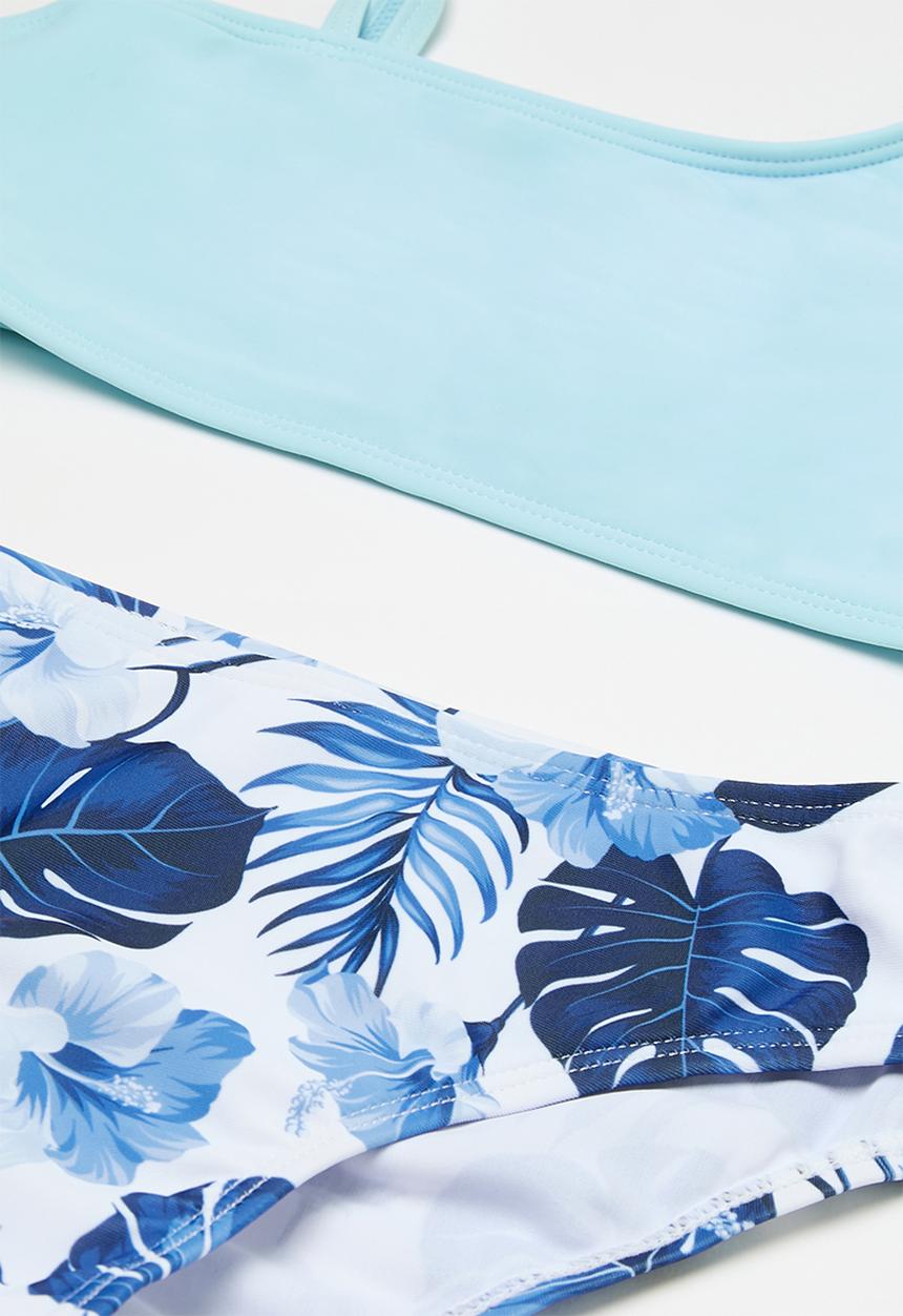 Pop Candy - Frilled one shoulder bikini set - blue