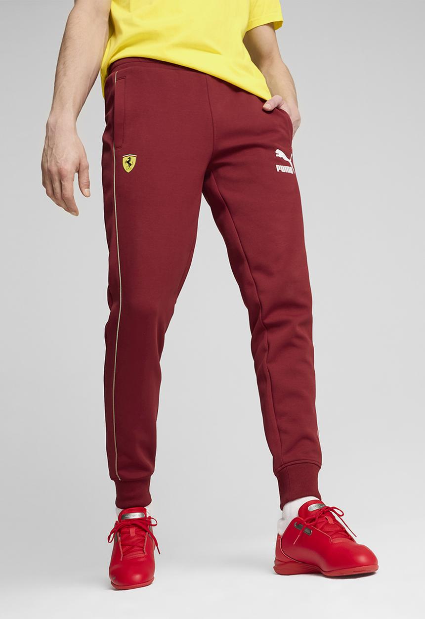 PUMA - Ferrari Race Iconic T7 Track Pants - Intense Red-Speed Yellow