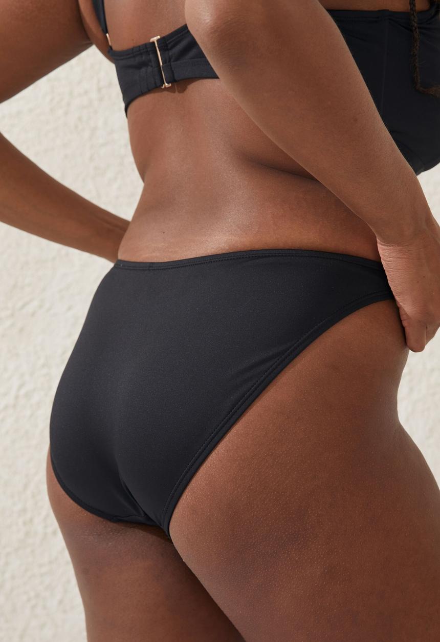 Cotton On - Plus Full Bikini Bottom-Black Crinkle