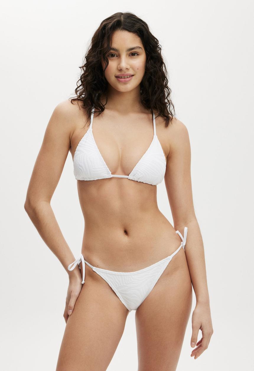 Cotton On - Slider Triangle Bikini Top-White Jacquard