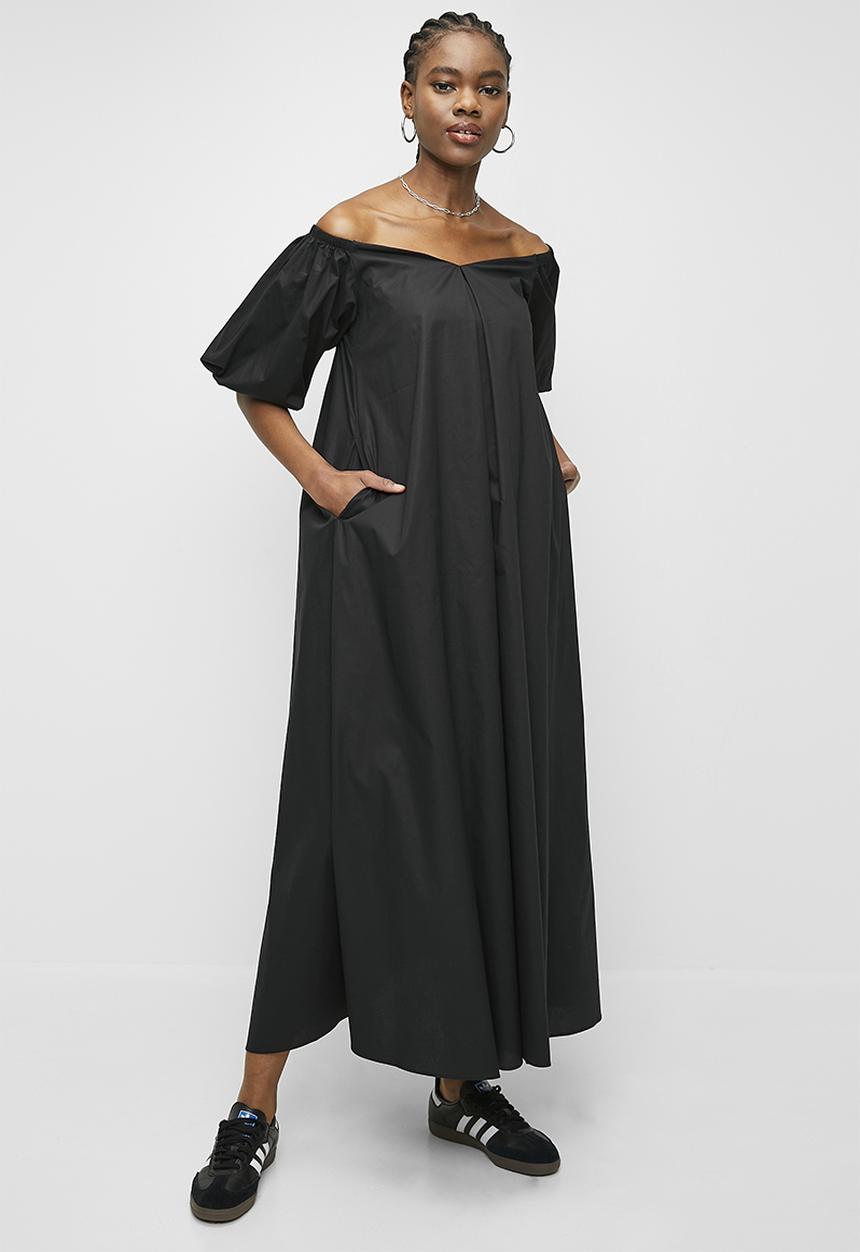 Superbalist - Puff sleeve maxi trapeze dress - black