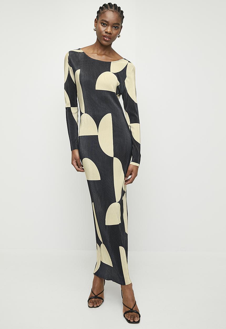 Superbalist - Plisse midi dress - half circle geo