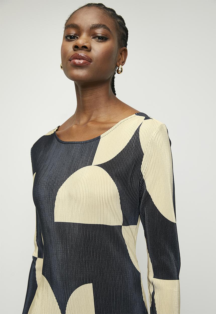 Superbalist - Plisse midi dress - half circle geo