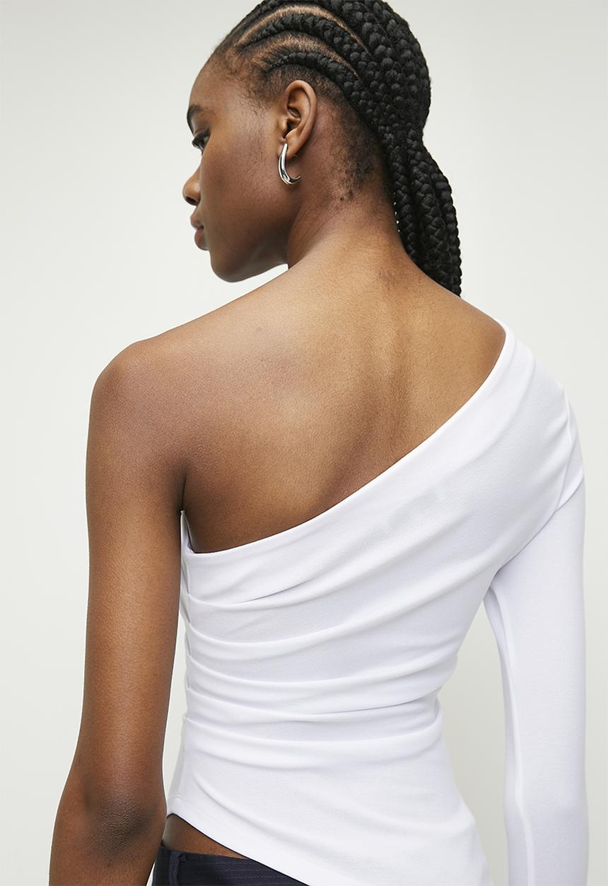 Superbalist - Asymmetrical side ruched top - white