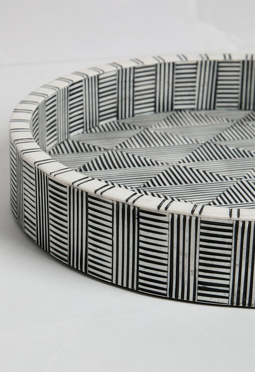 Sixth Floor - Lines Drinks Tray - Black & White