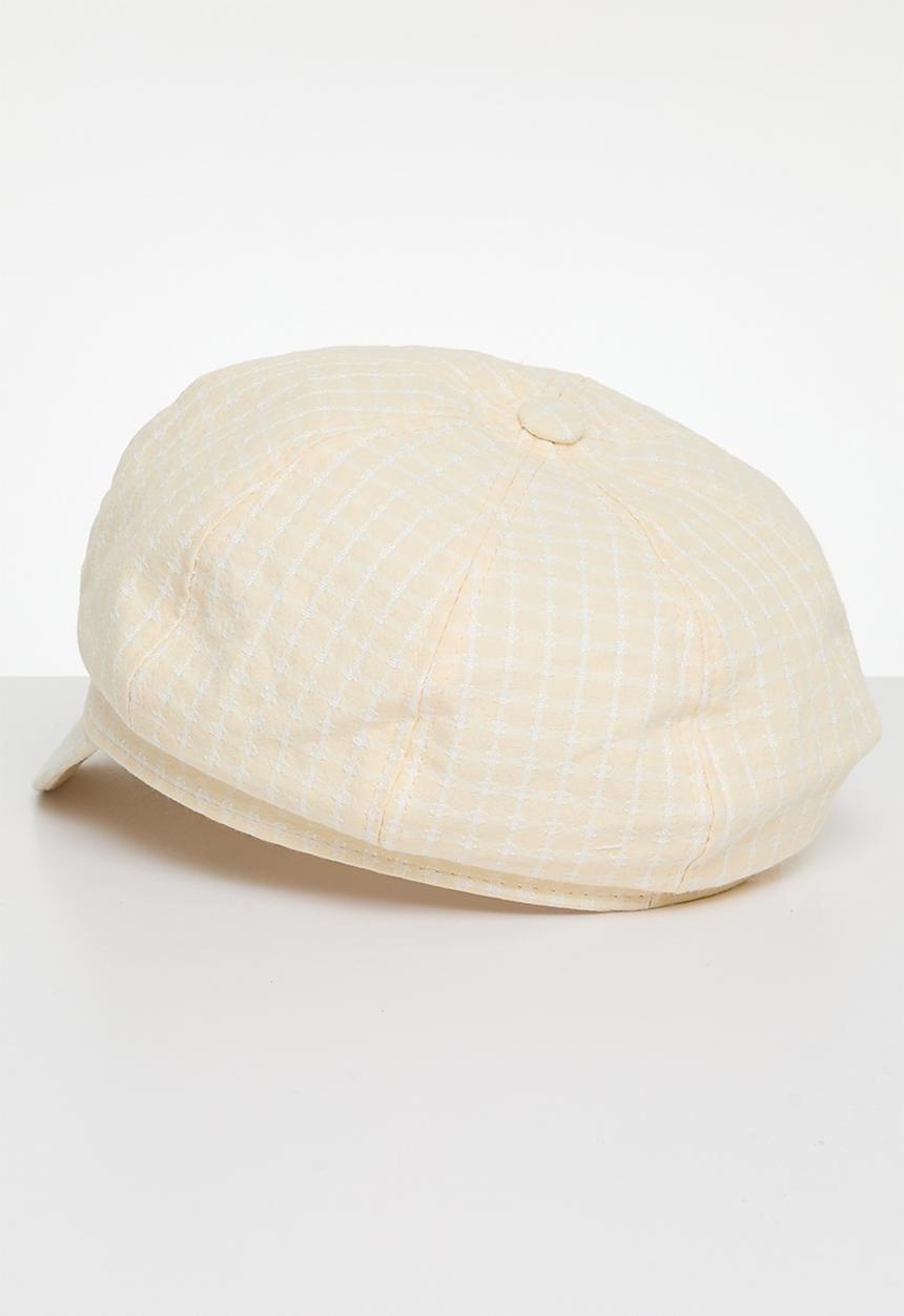 Superbalist - Checkered baker boy hat - cream