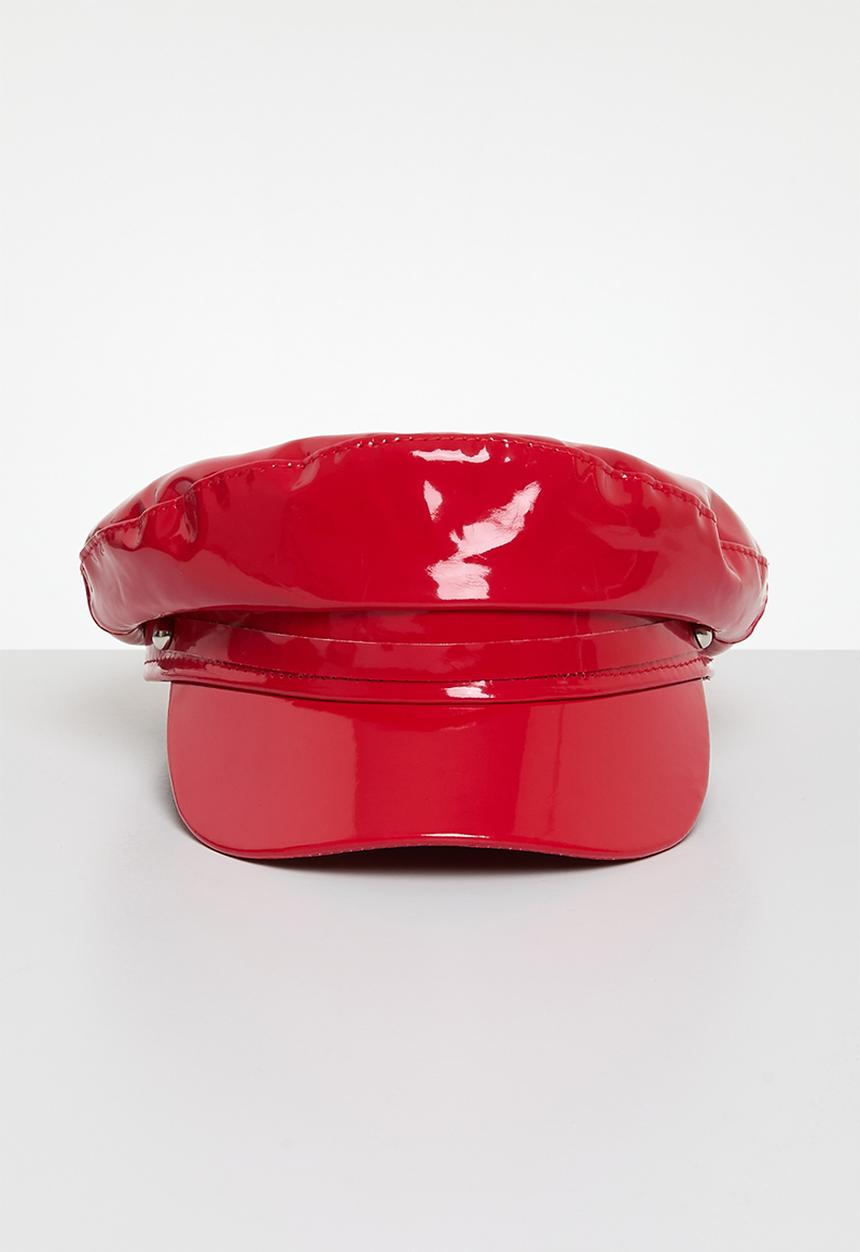 Superbalist - Patent faux leather baker boy hat - red