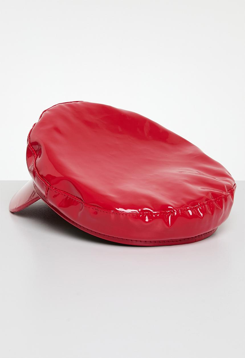Superbalist - Patent faux leather baker boy hat - red