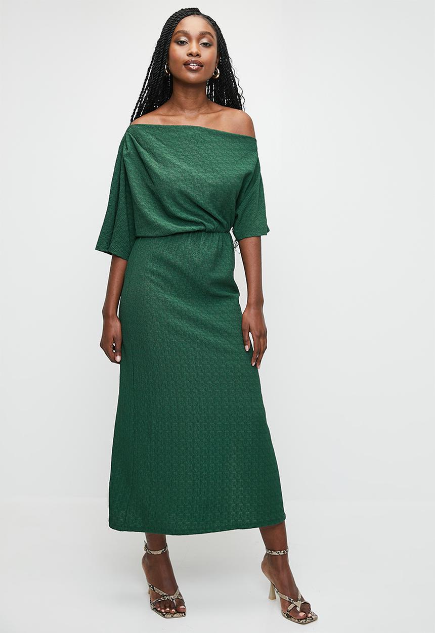 MILLA - Off shoulder knit midi dress - sycamore