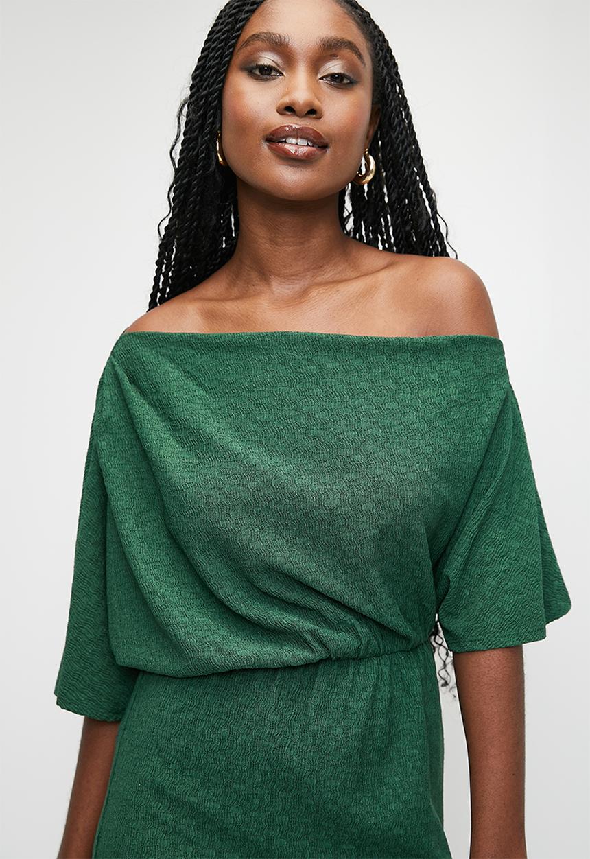 MILLA - Off shoulder knit midi dress - sycamore