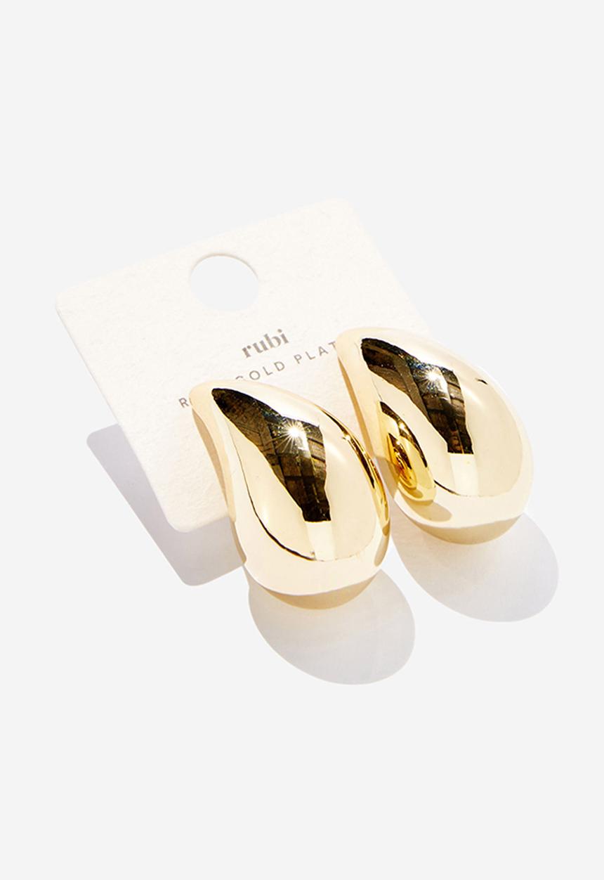 Rubi - Mid Charm Earring - Gold Plated Droplet Stud
