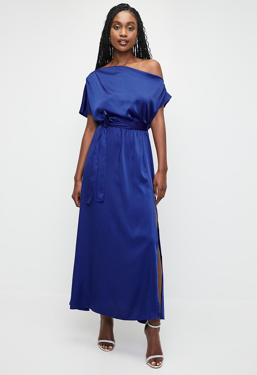 MILLA - Slash neck maxi dress - medieval blue