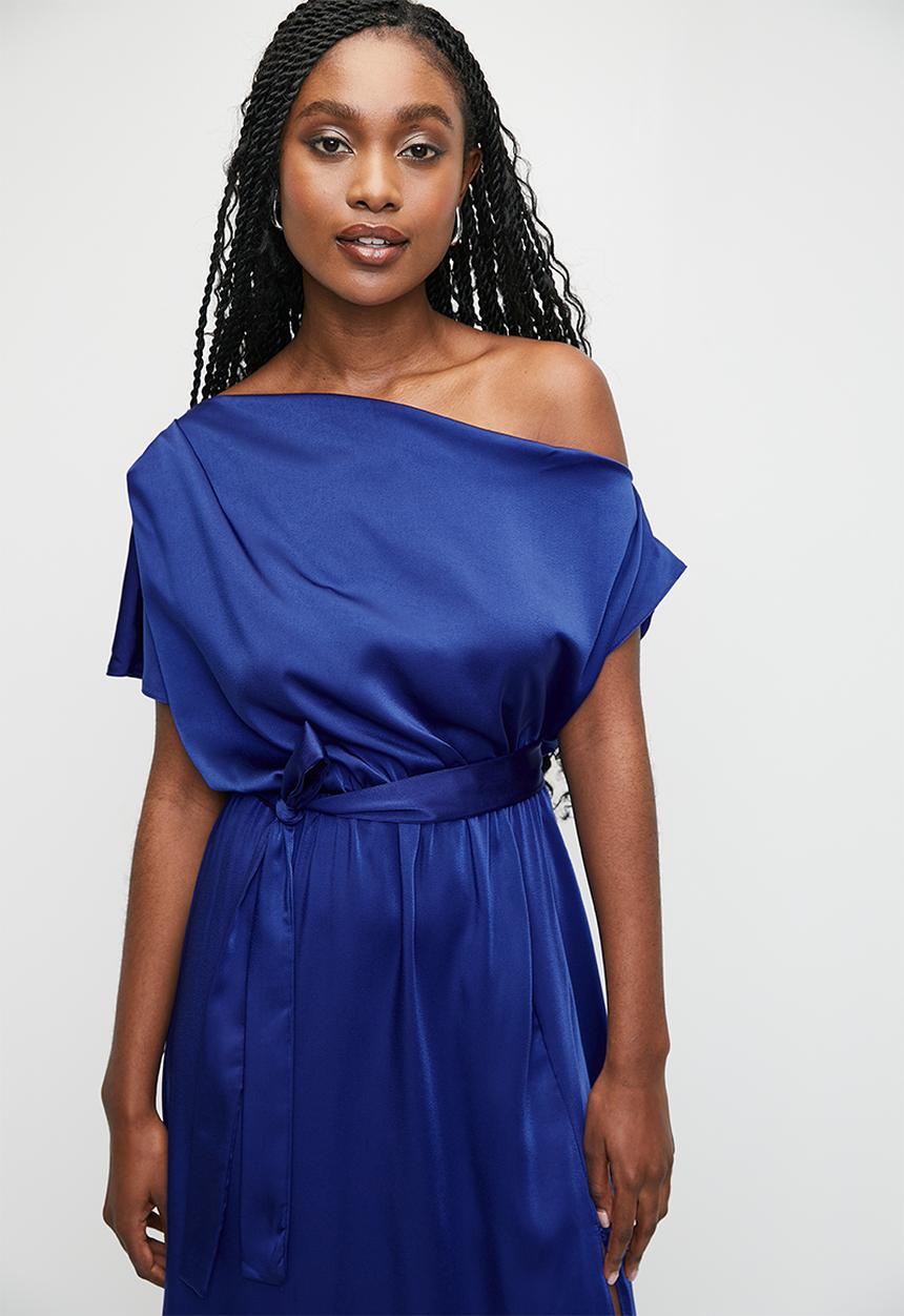 MILLA - Slash neck maxi dress - medieval blue