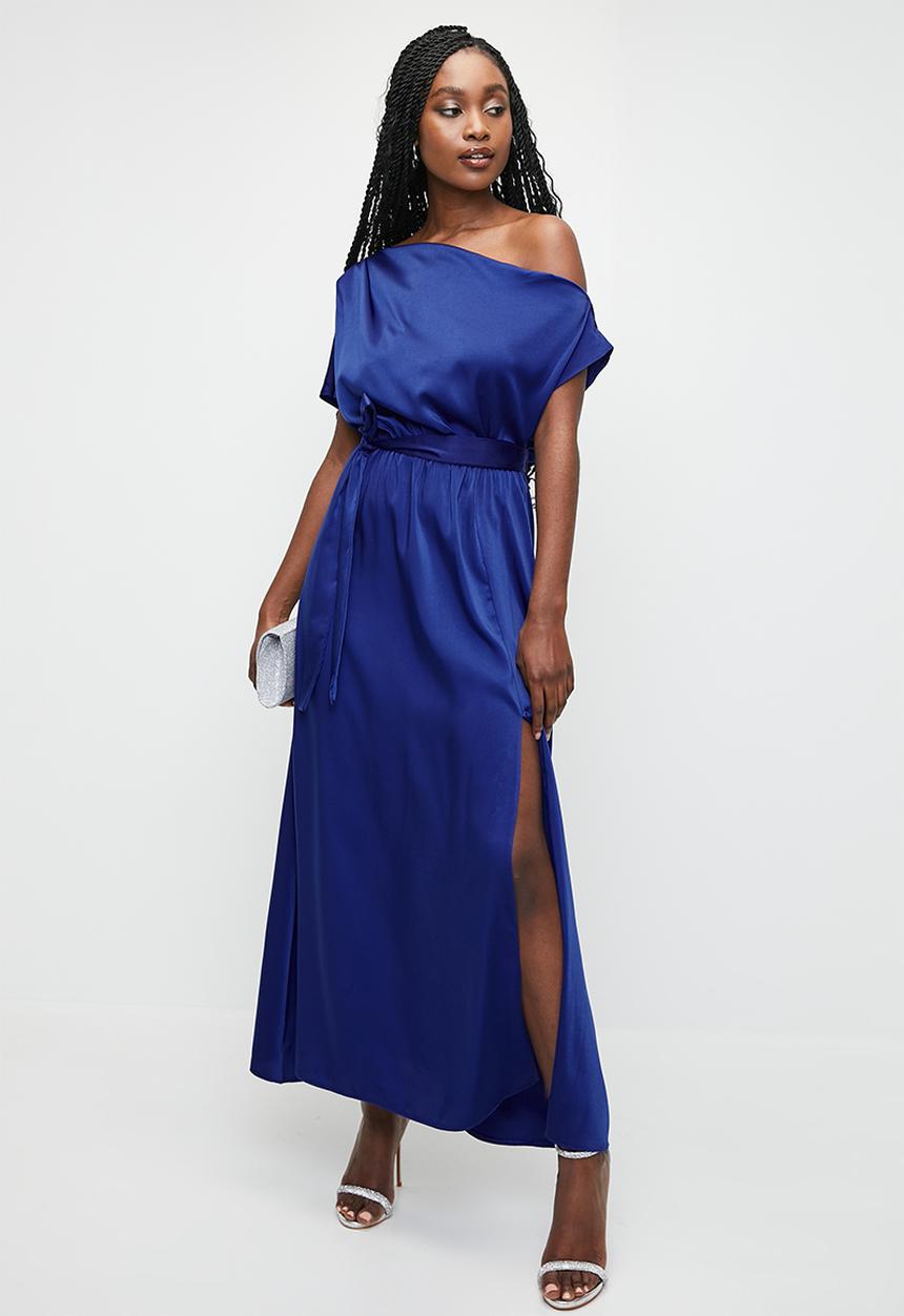 MILLA - Slash neck maxi dress - medieval blue