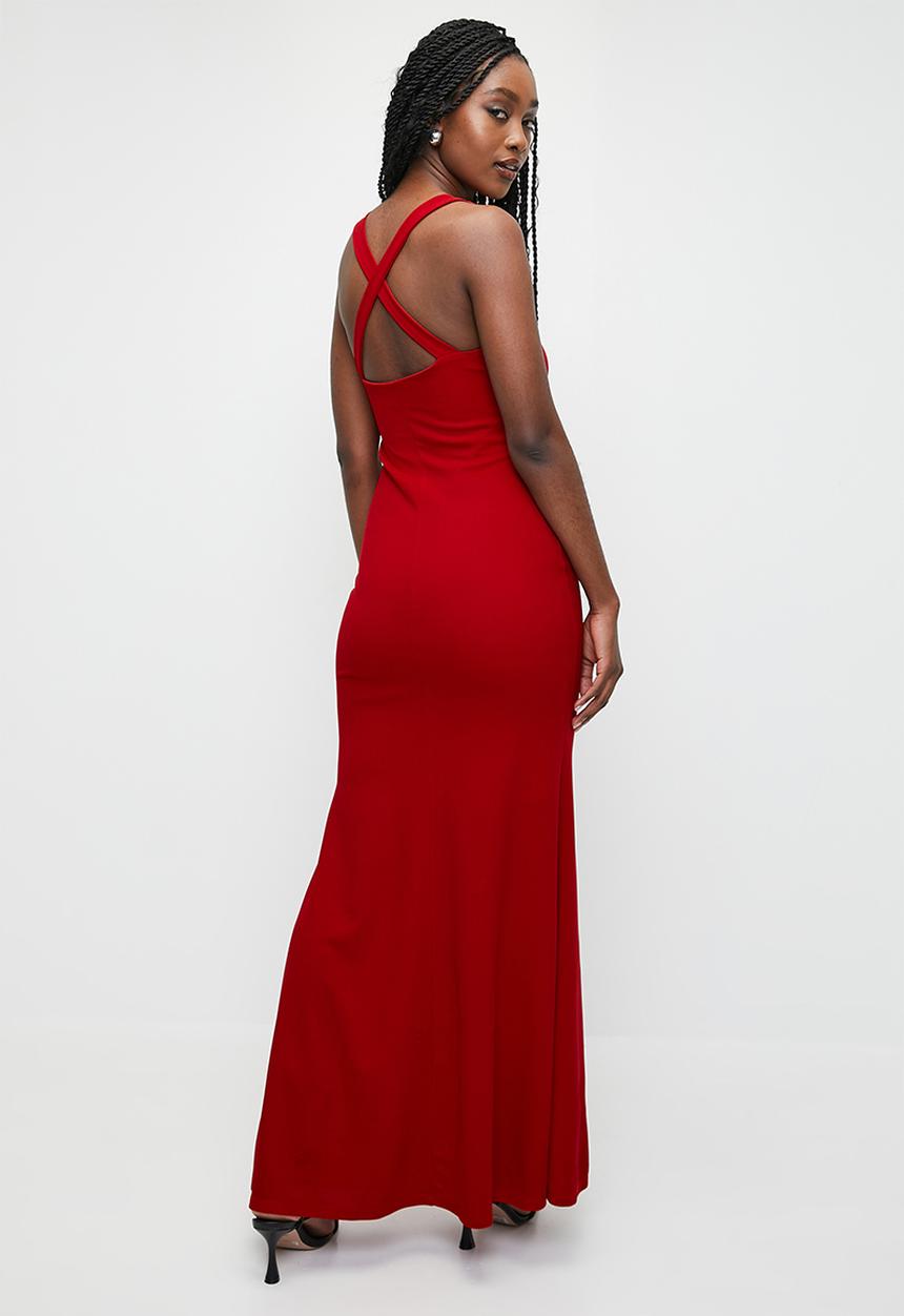 MILLA - Cross over fit & flare maxi dress - tango red 