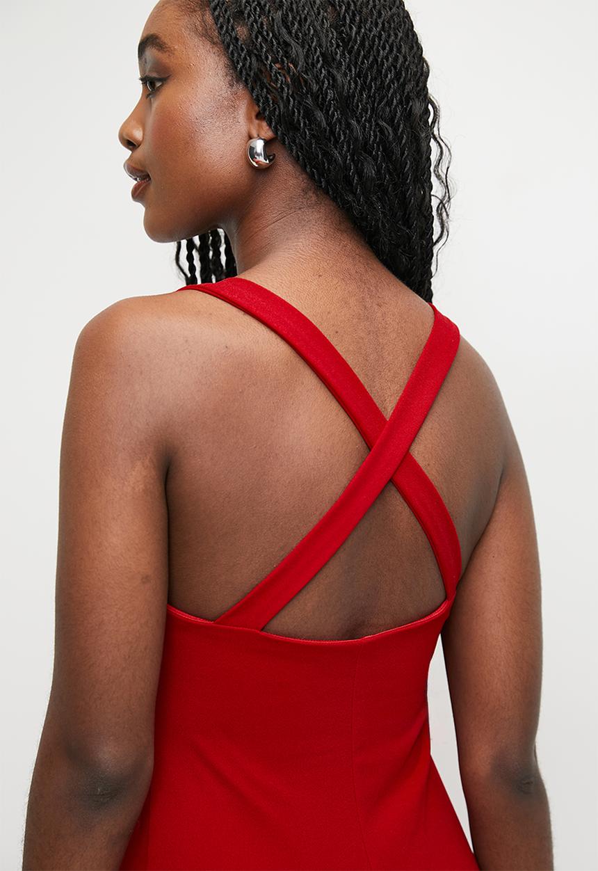 MILLA - Cross over fit & flare maxi dress - tango red 