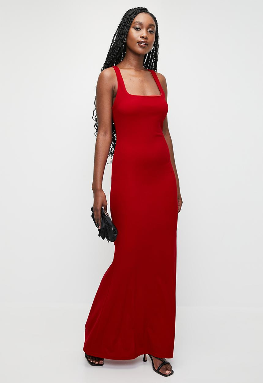 MILLA - Cross over fit & flare maxi dress - tango red 