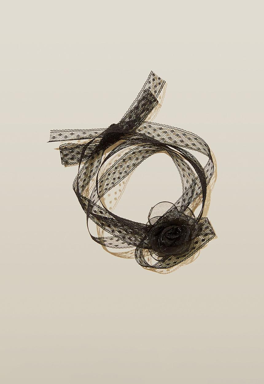 Rubi - Choker Necklace - Wrap Lace Black Rose