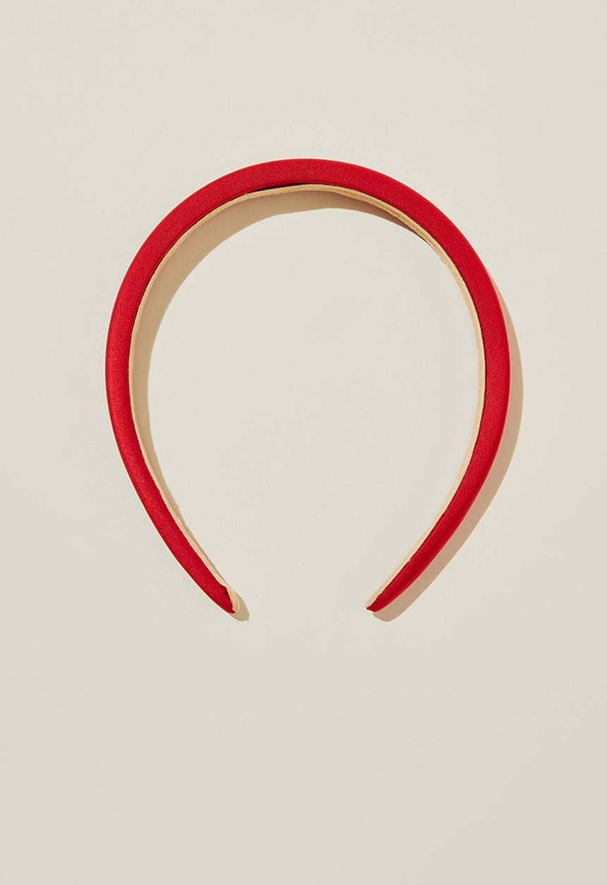 Rubi - Petite Padded Headband - Red Satin