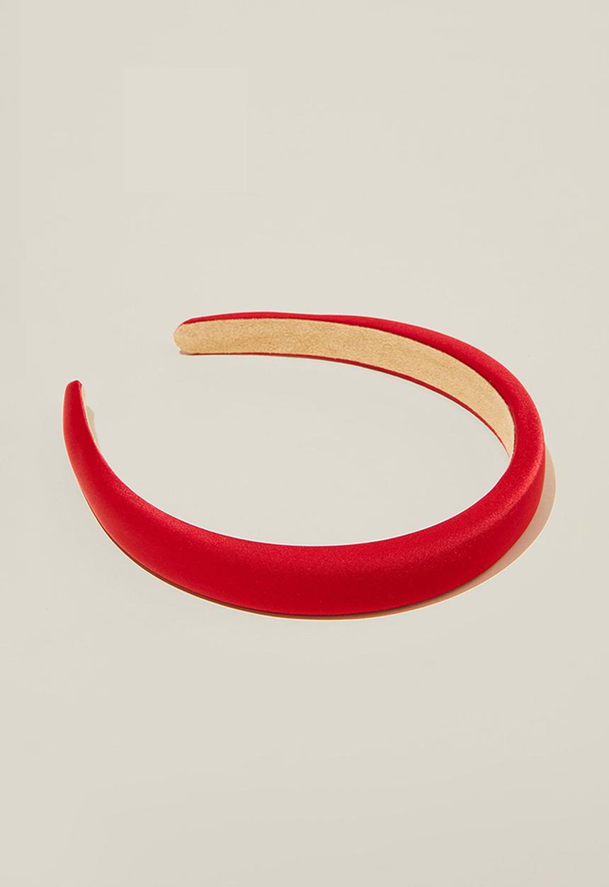 Rubi - Petite Padded Headband - Red Satin