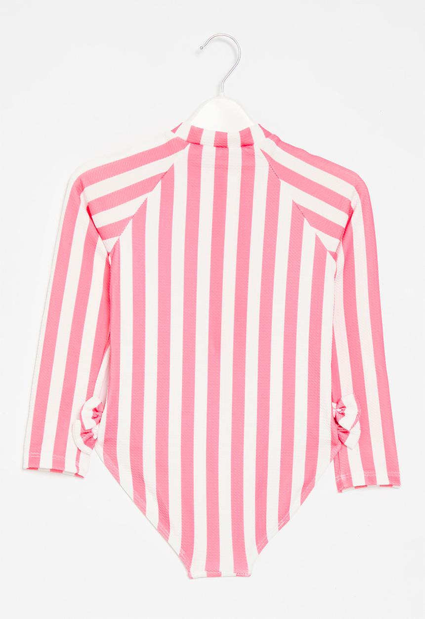 Pop Candy - Striped one piece swimsuit - pink & white