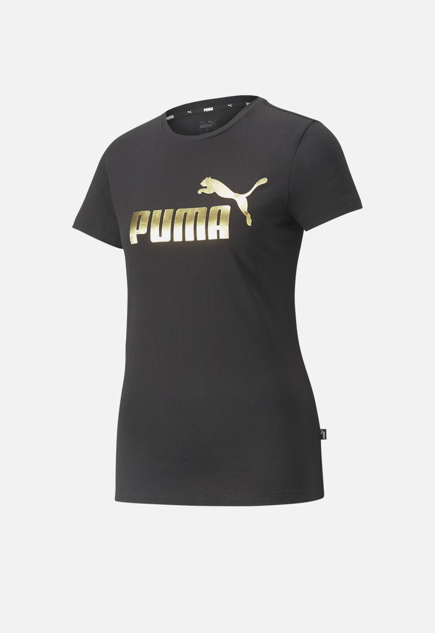 PUMA - Plus Ess+ Metallic Logo Tee - Puma Black-Gold Foil