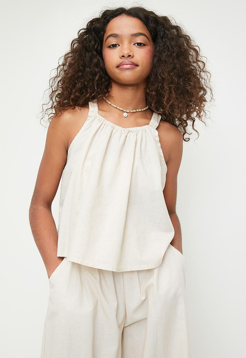 Pop Candy - Sleeveless top & pants set - beige