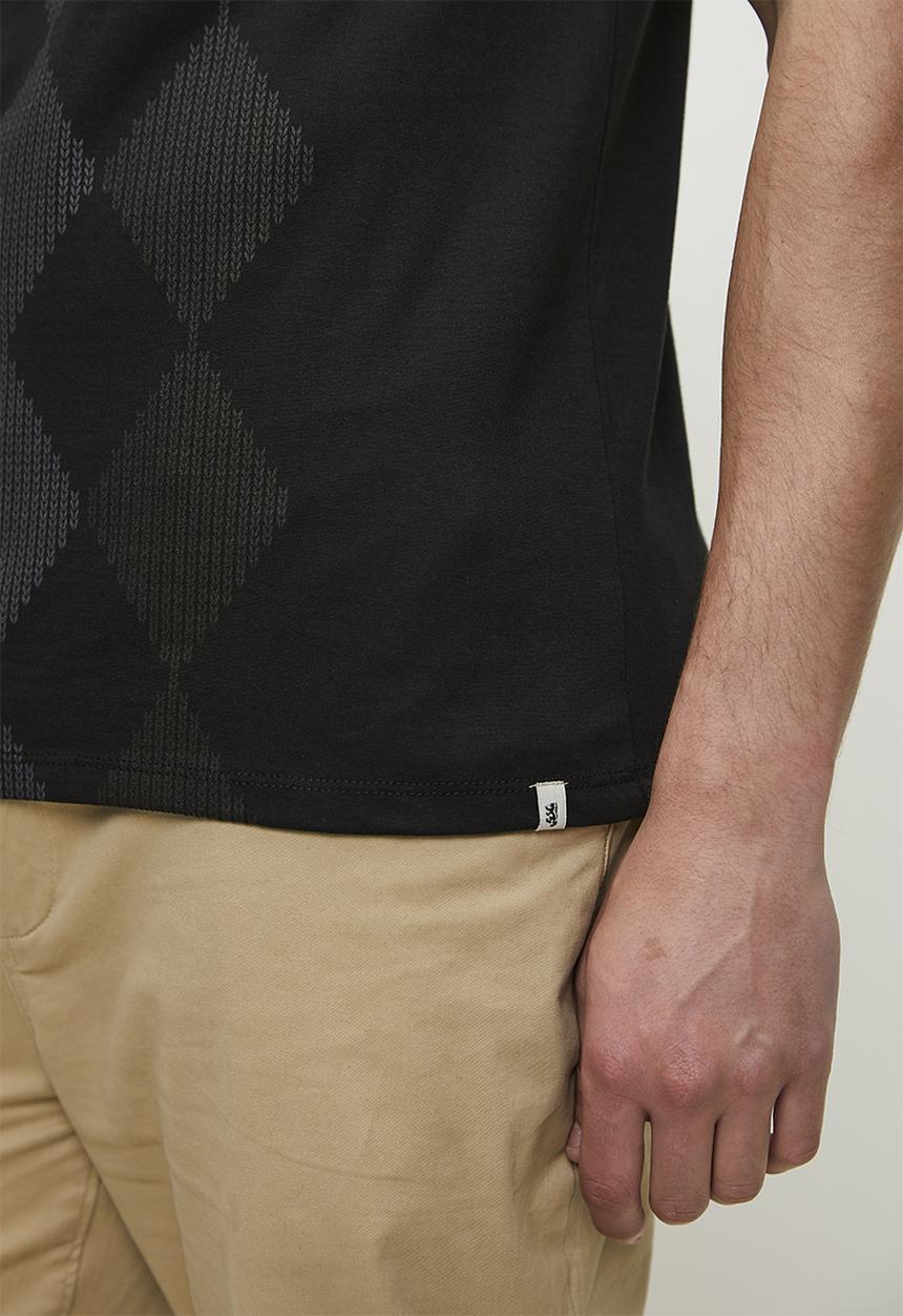 Pringle of Scotland - Hugo all over argyle short sleeve crew neck tee - black
