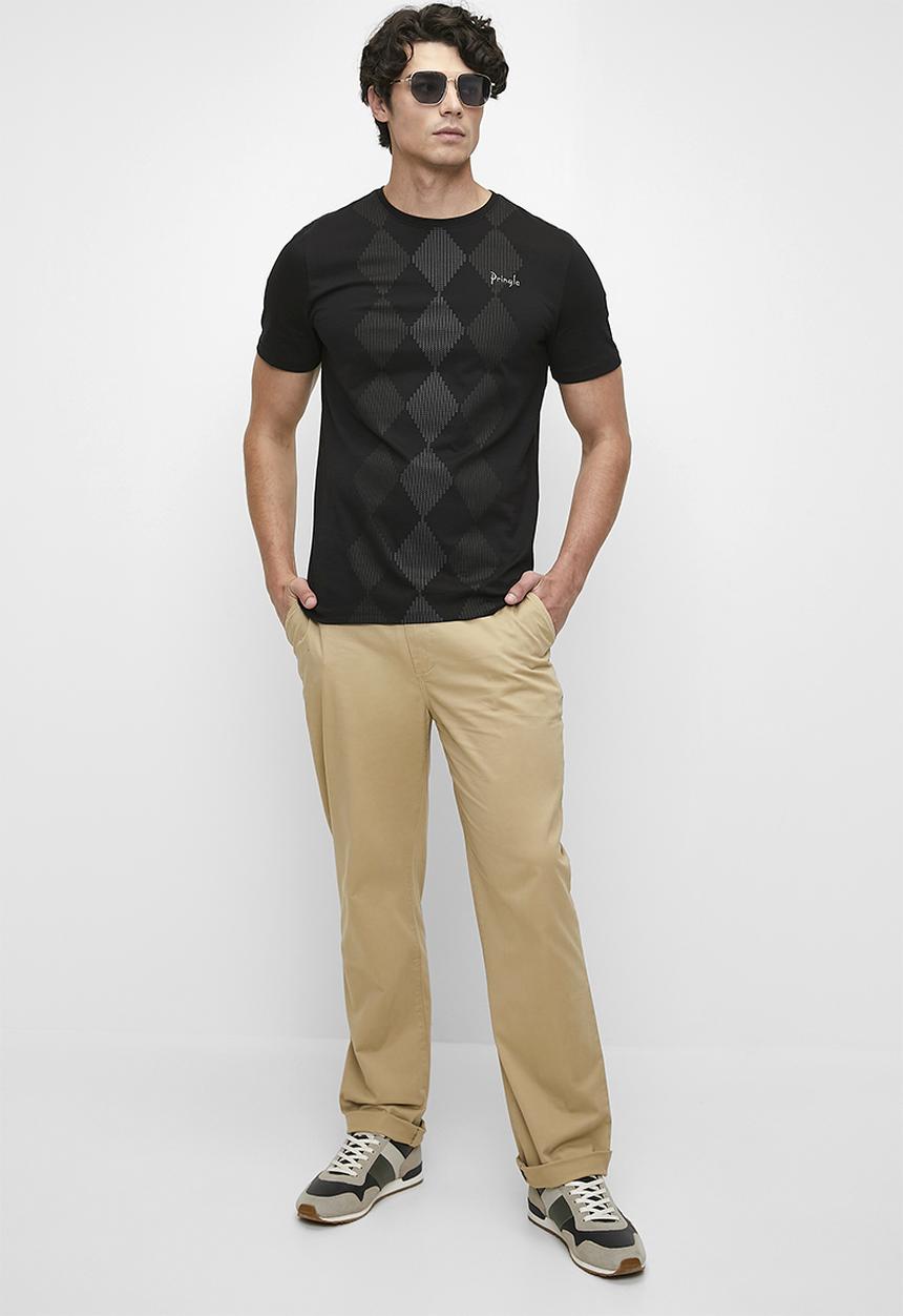 Pringle of Scotland - Hugo all over argyle short sleeve crew neck tee - black