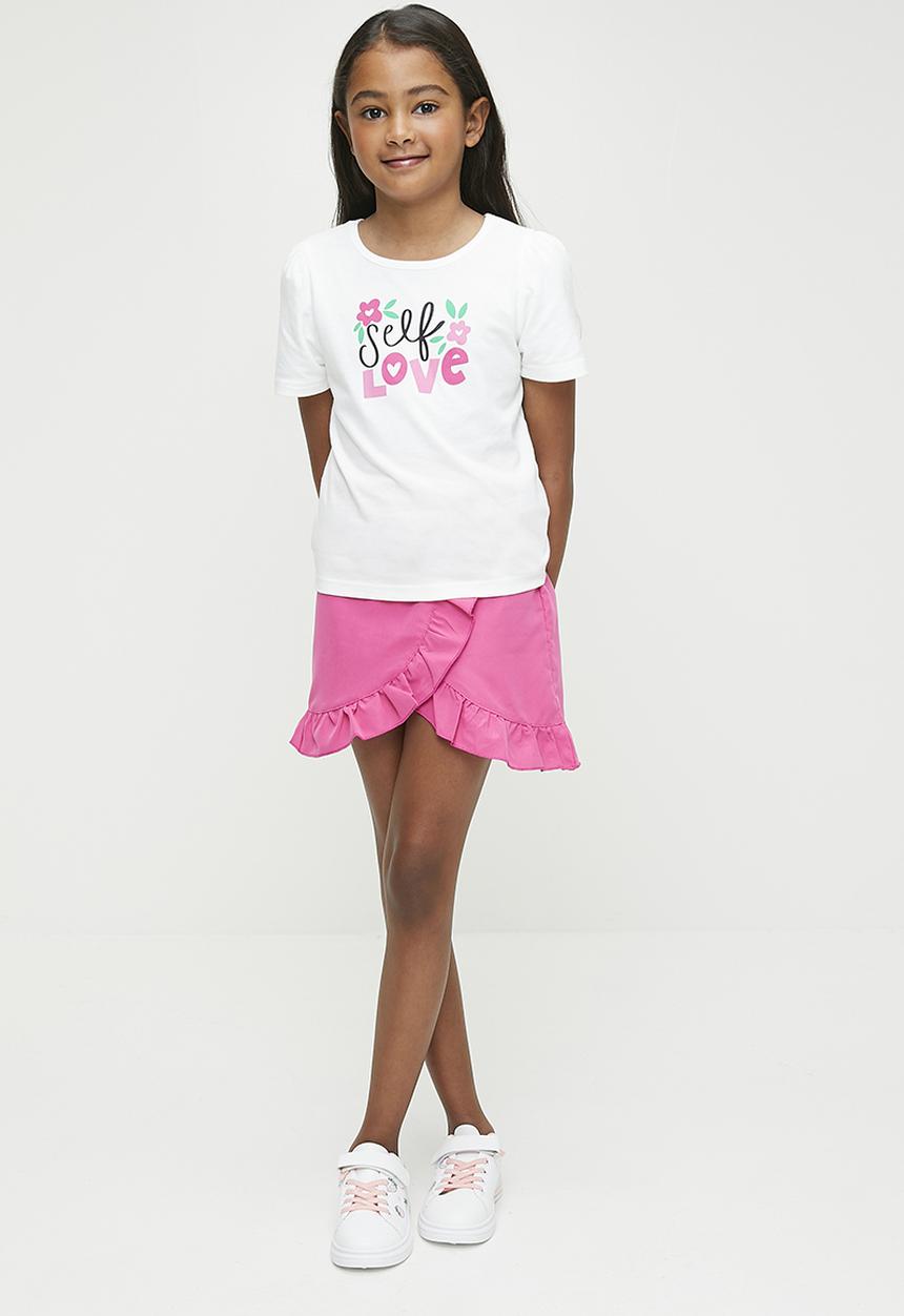 Pop Candy - Tee & skirt set - pink & white