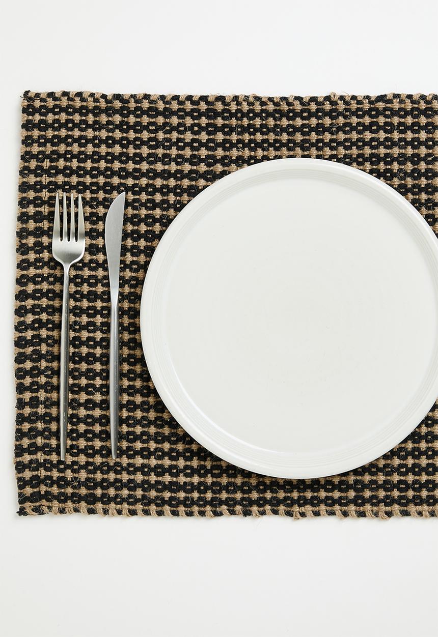 Sixth Floor - Cotton Jute w Fringes Placemats Set of 4 - Black