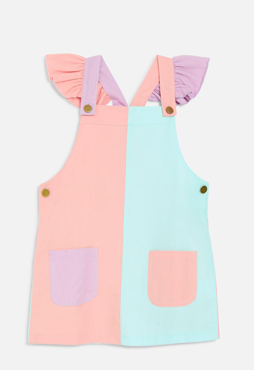 Pop Candy - Colour block pinafore dress - multi
