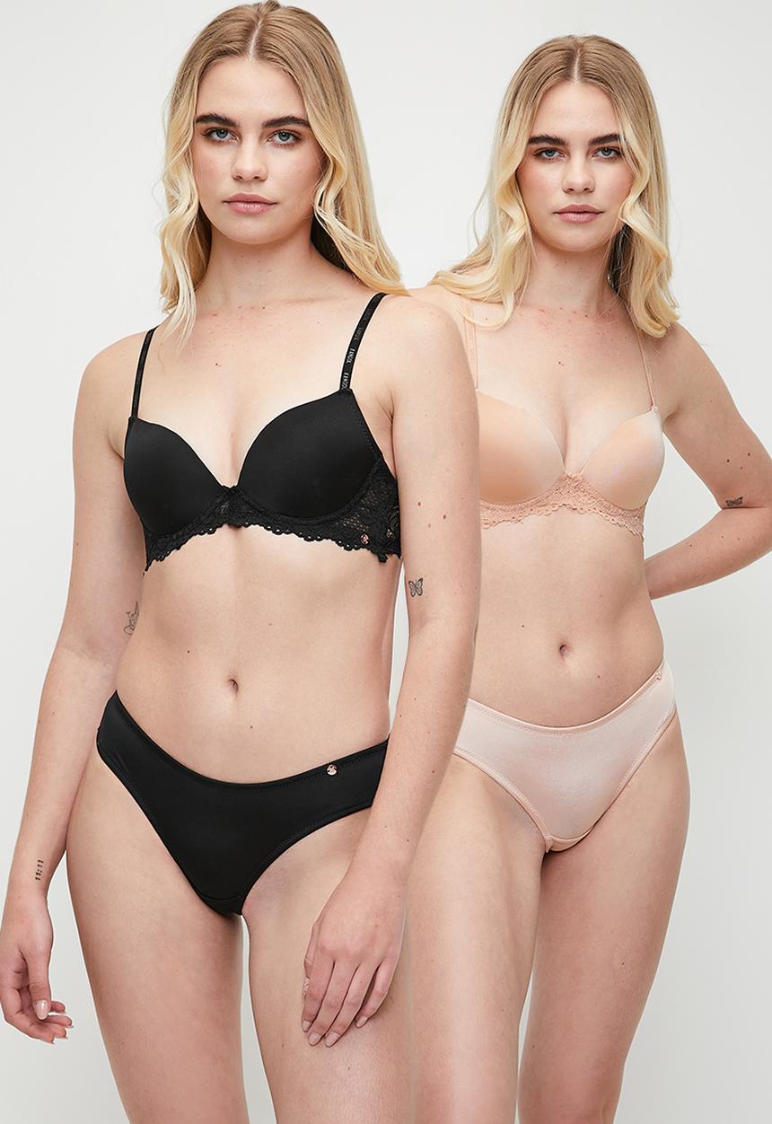 KANGOL - 2 Pack T-shirt bra - black & beige