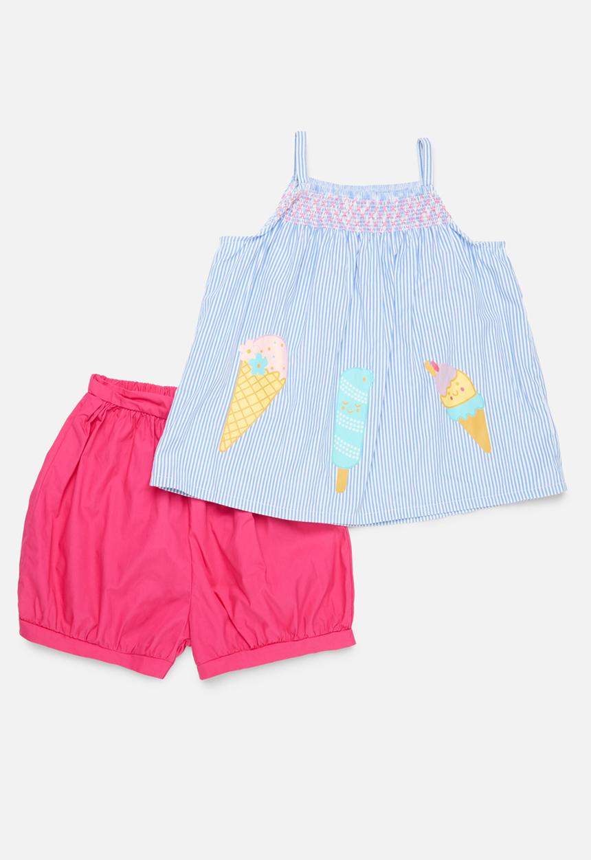 Pop Candy - Cami top & bottom set - pink & blue