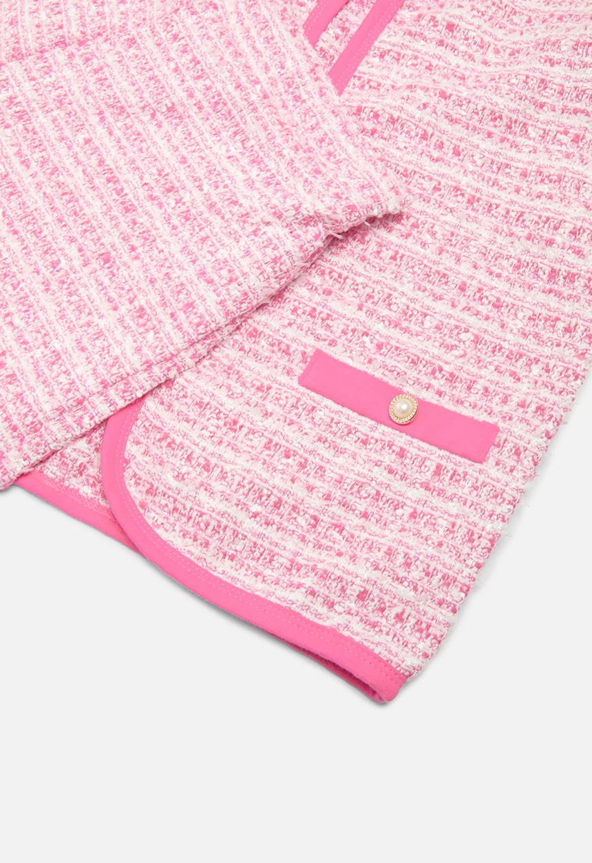 Pop Candy - Faux tweed jacket and short set-pink