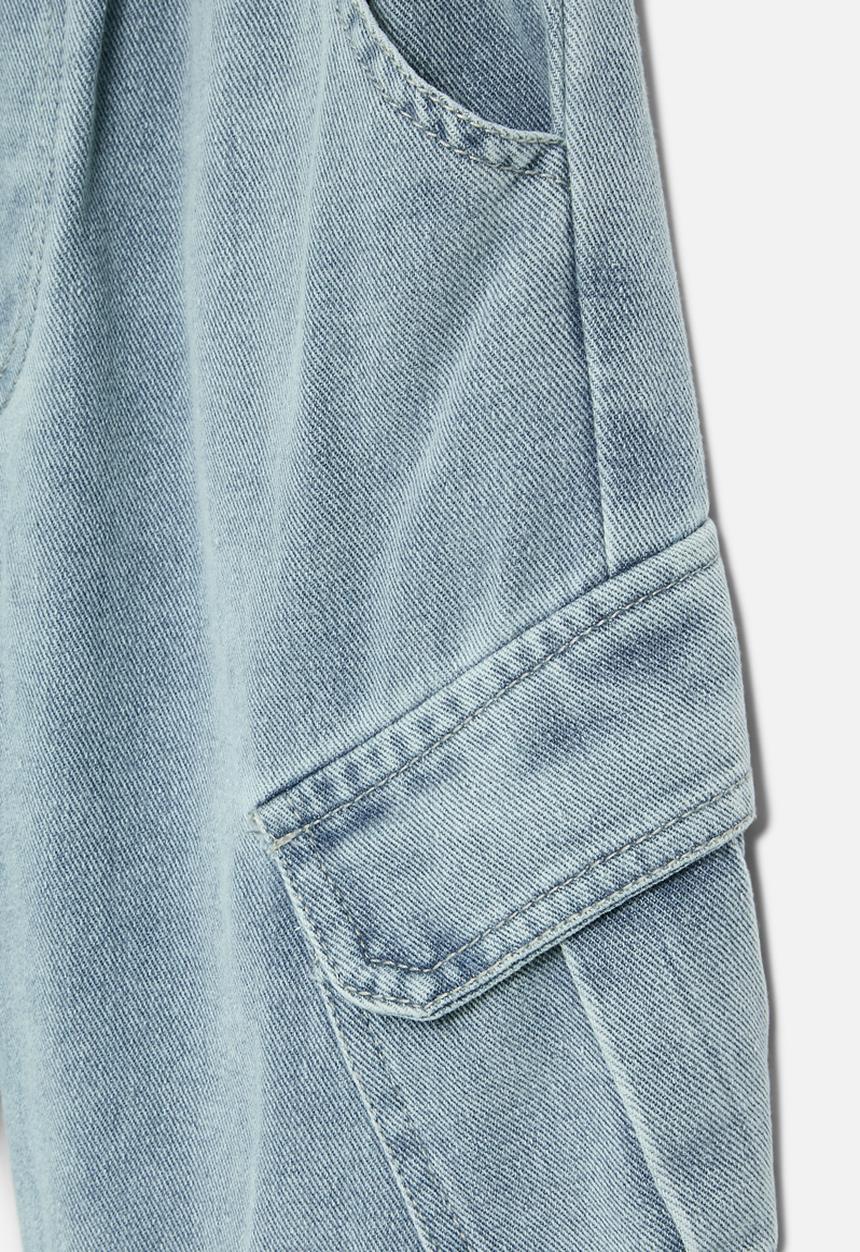 Pop Candy - Denim utility shorts-stonewash