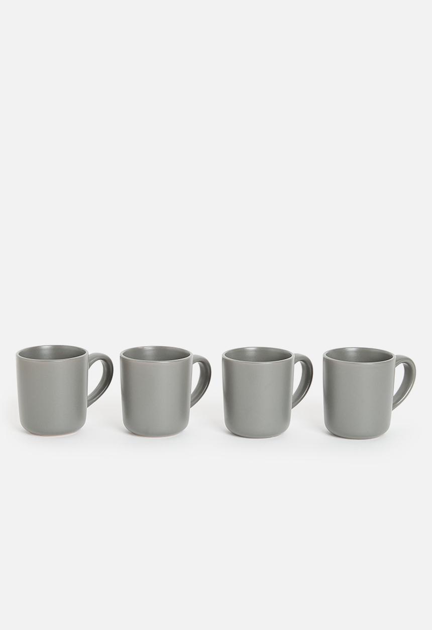 Excellent Houseware - Emble stoneware mug set of 4 - dark grey