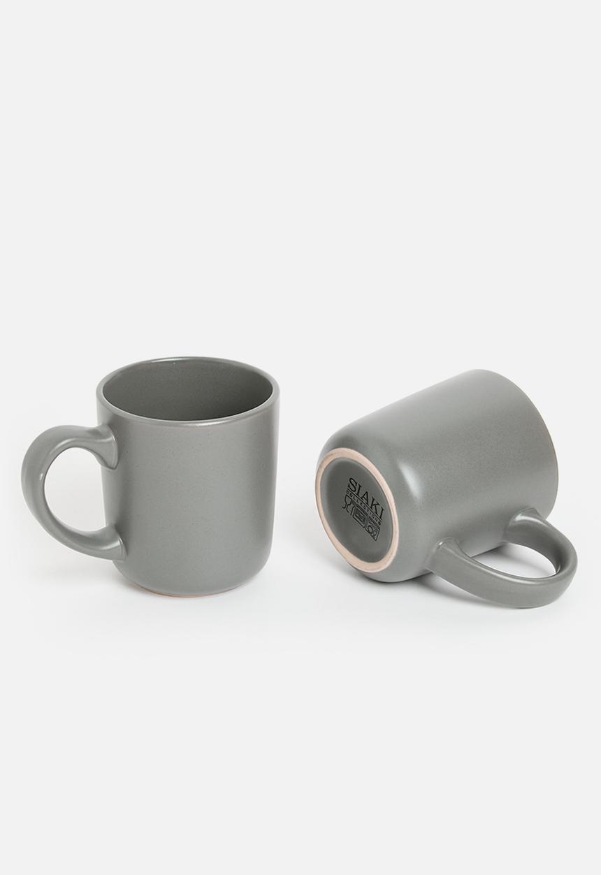 Excellent Houseware - Emble stoneware mug set of 4 - dark grey