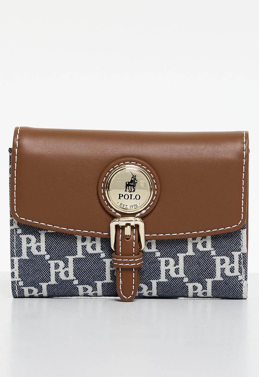 POLO - Premier compact purse - blue & brown