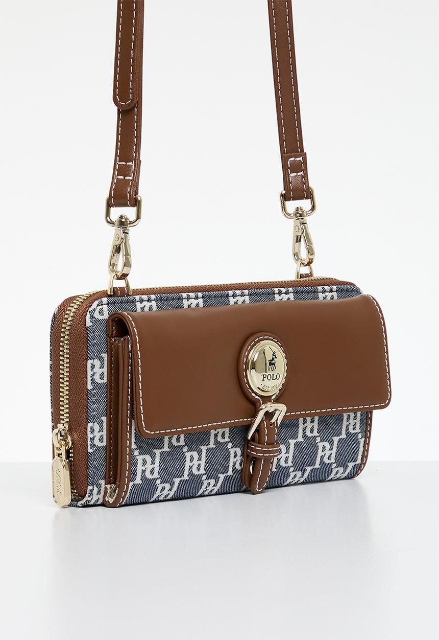 POLO - Premier phone sling - blue & brown