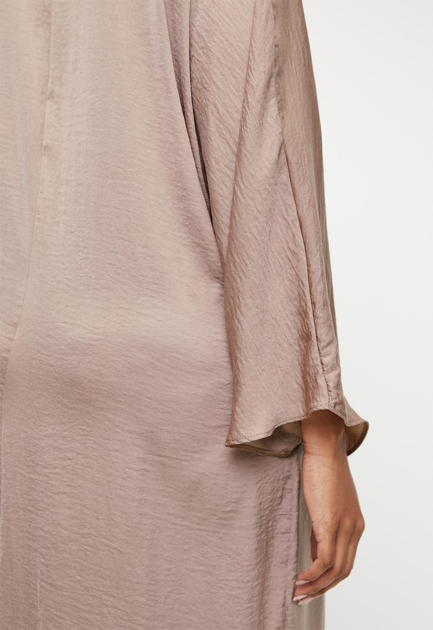 VELVET - Plus satin knot front midi dress - taupe