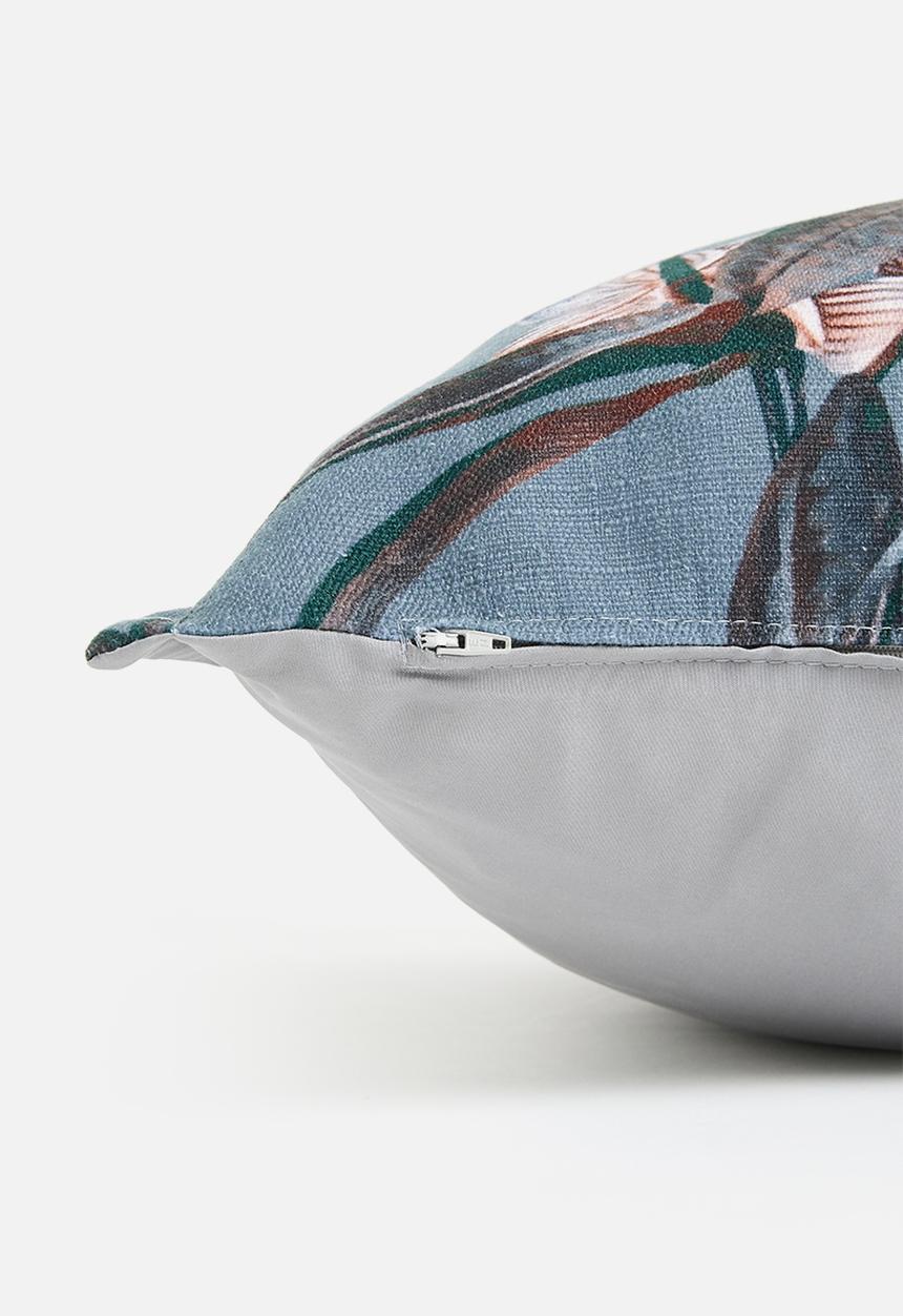 Grey Gardens - Moody orchid cushion cover - blue