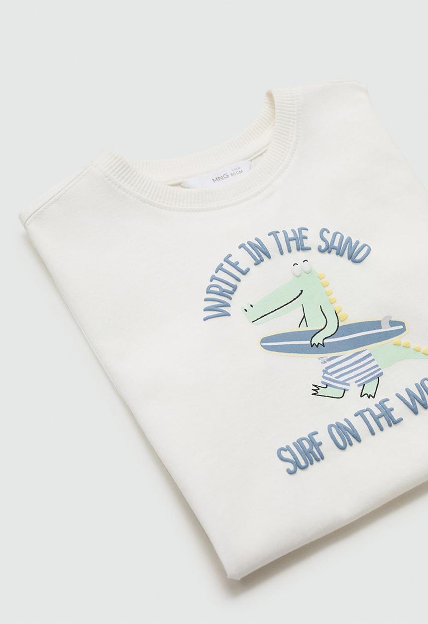 MANGO - T-shirt aligator - natural