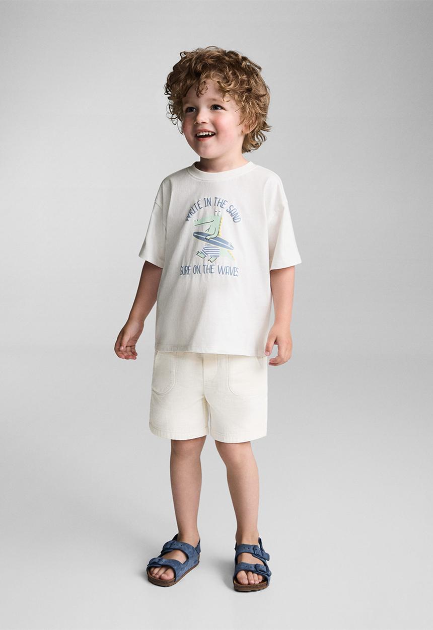 MANGO - T-shirt aligator - natural