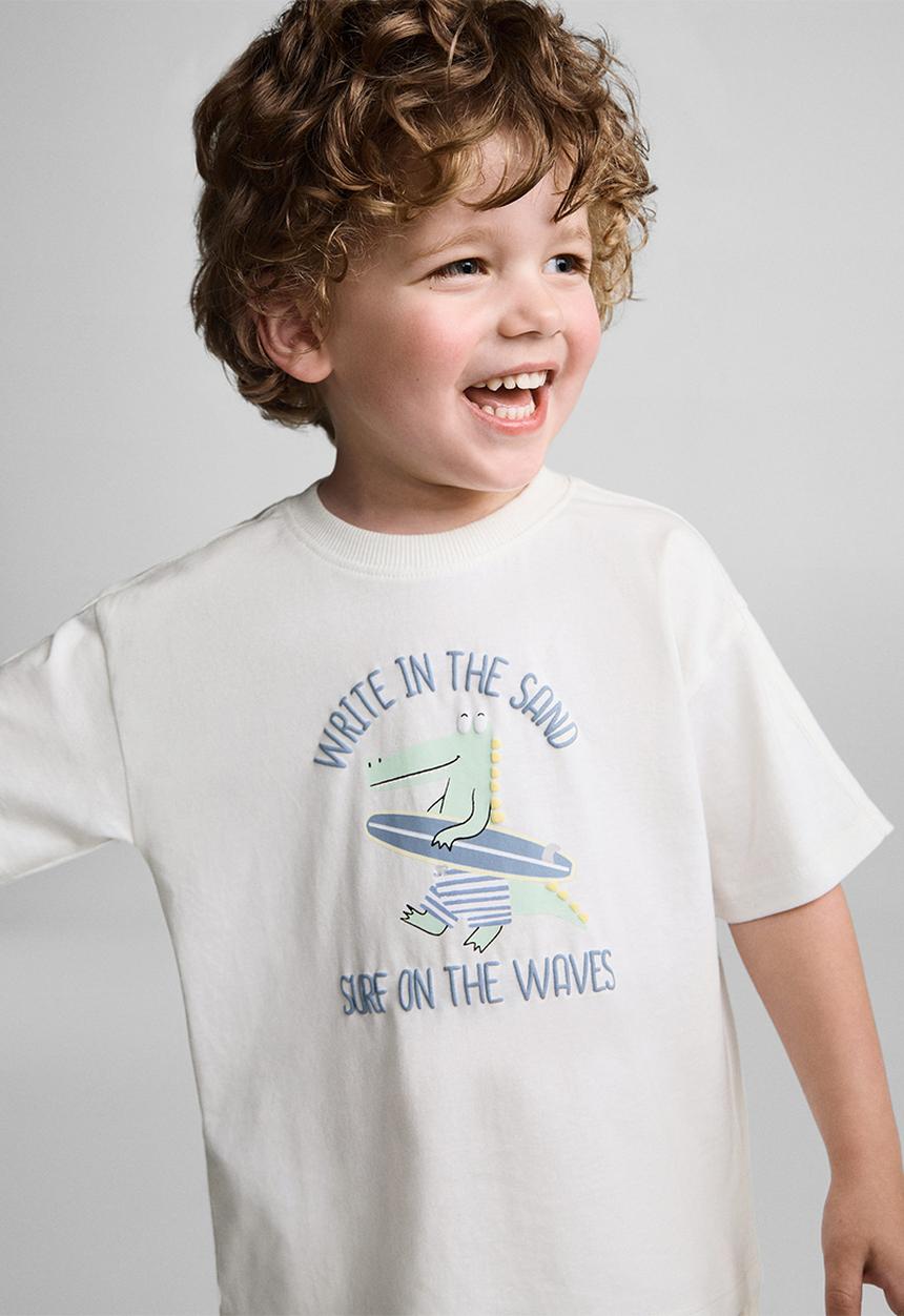 MANGO - T-shirt aligator - natural