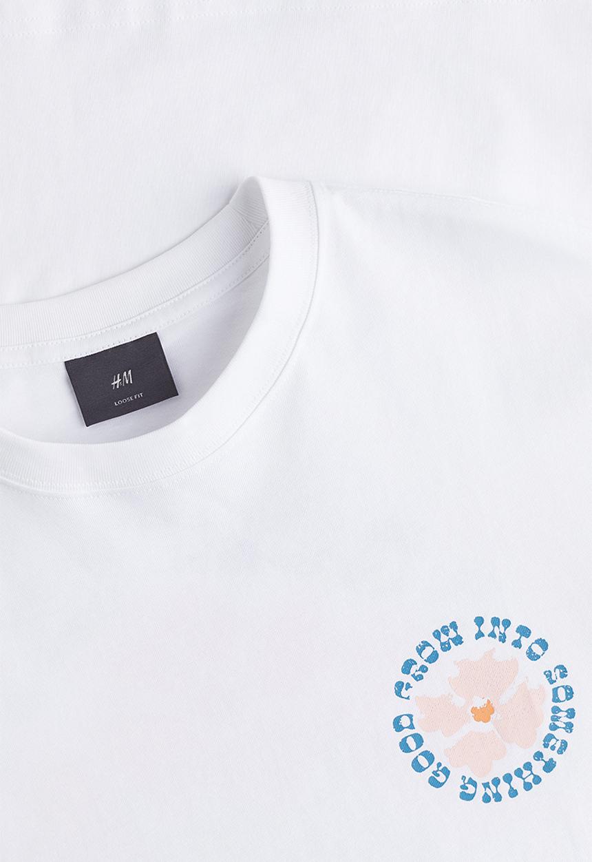 H&M - Loose fit printed t-shirt - white