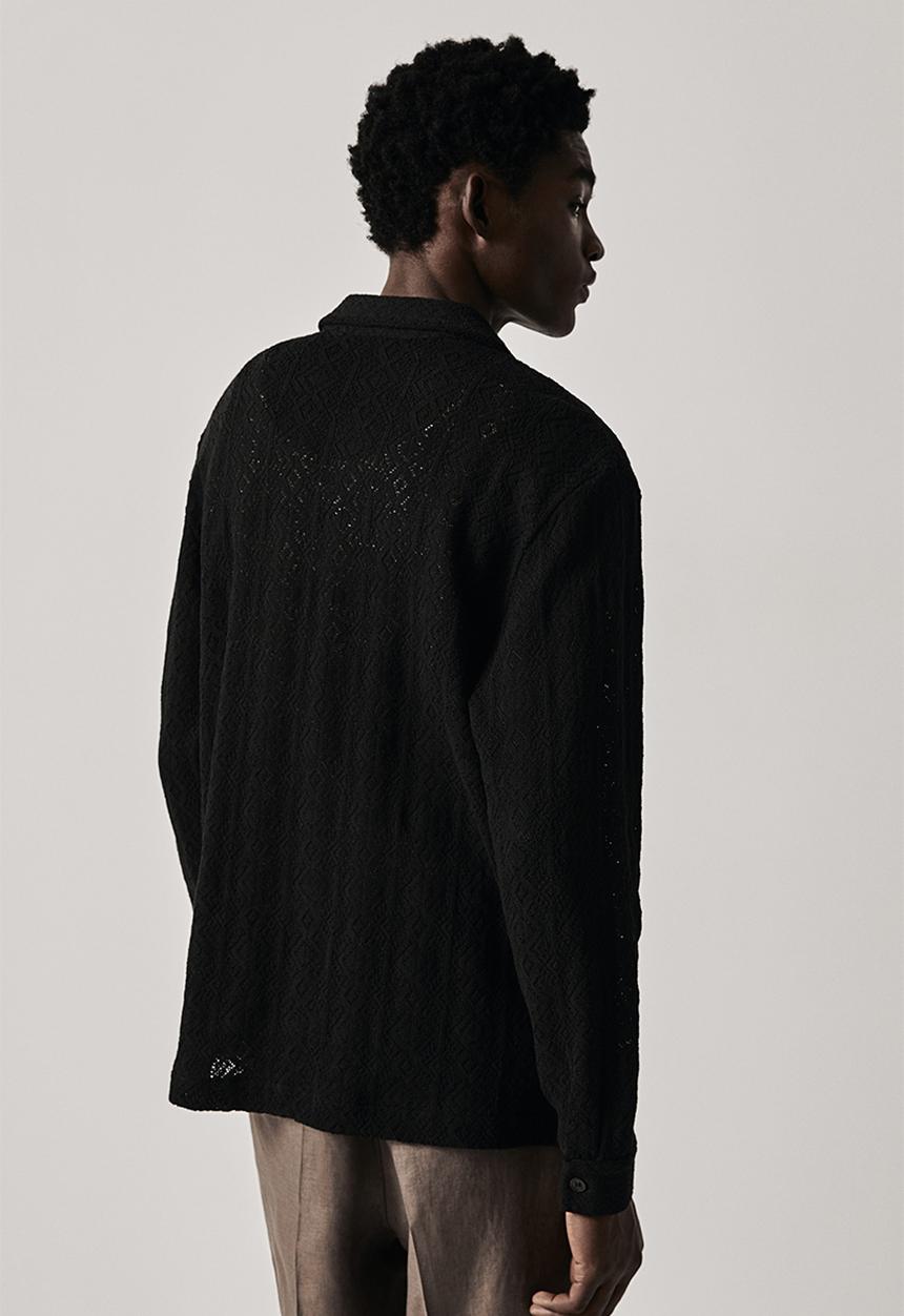 H&M - Regular fit hole-patterned jersey shirt - black