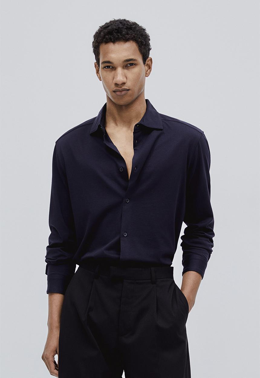 H&M - Slim fit pima cotton shirt - blue