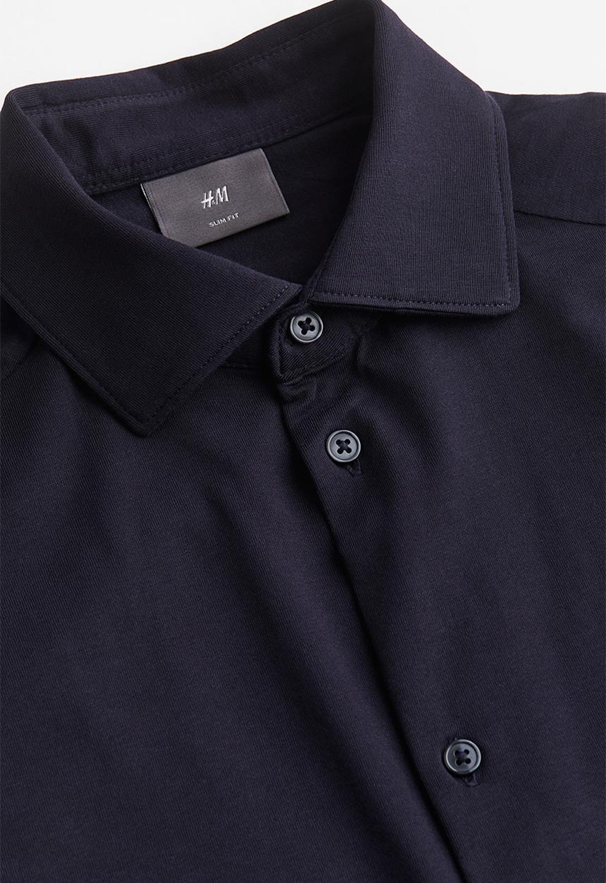 H&M - Slim fit pima cotton shirt - blue