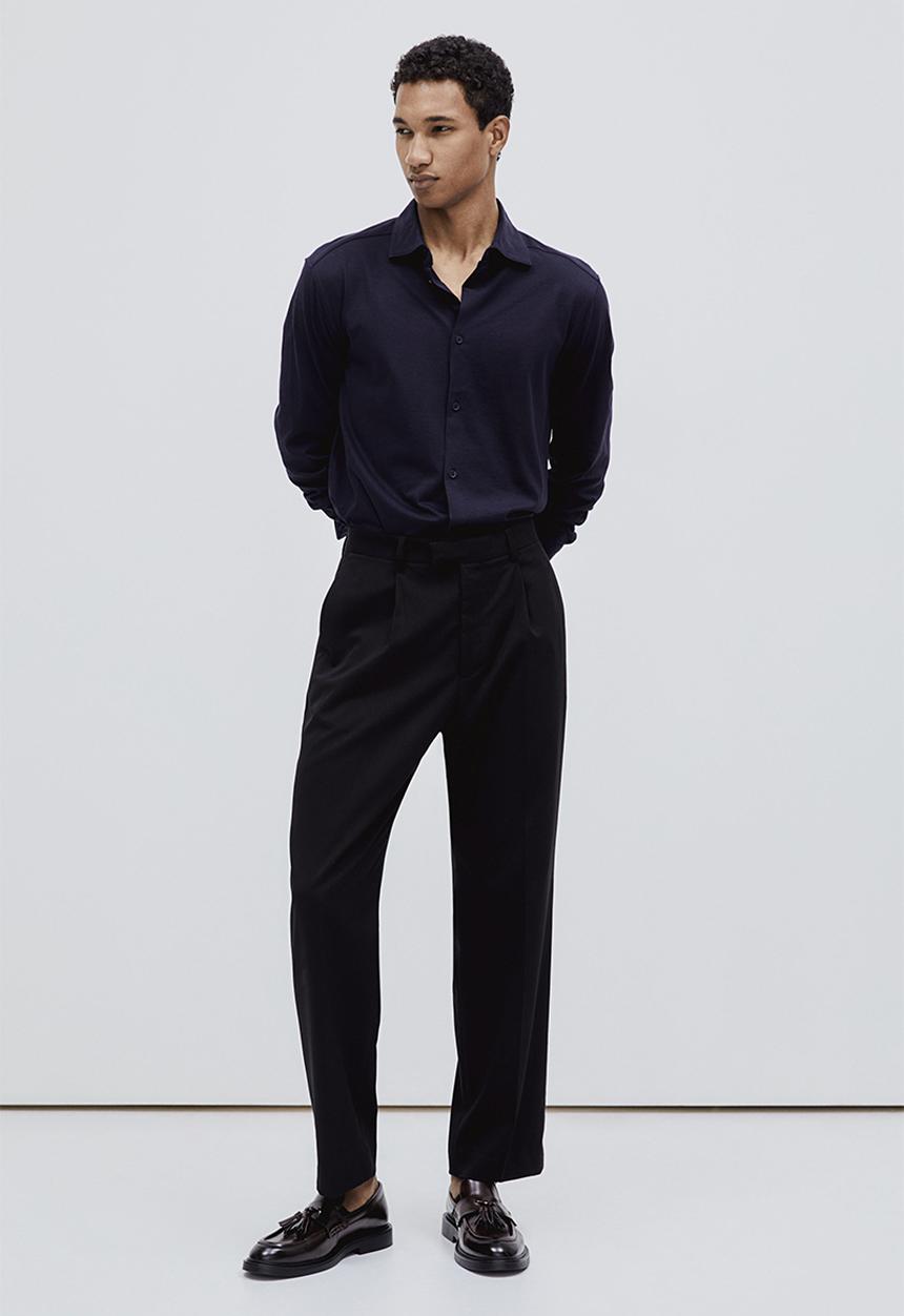 H&M - Slim fit pima cotton shirt - blue